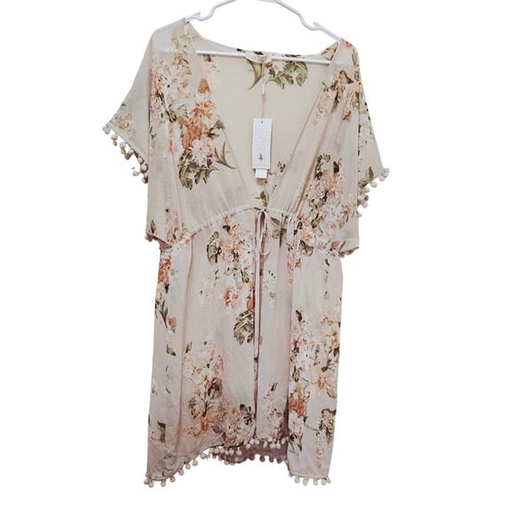 Belle Poque NWT Sm Swimsuit cover w Mini PomPom sleeve n bottom. Boho. Romantic - Picture 1 of 14
